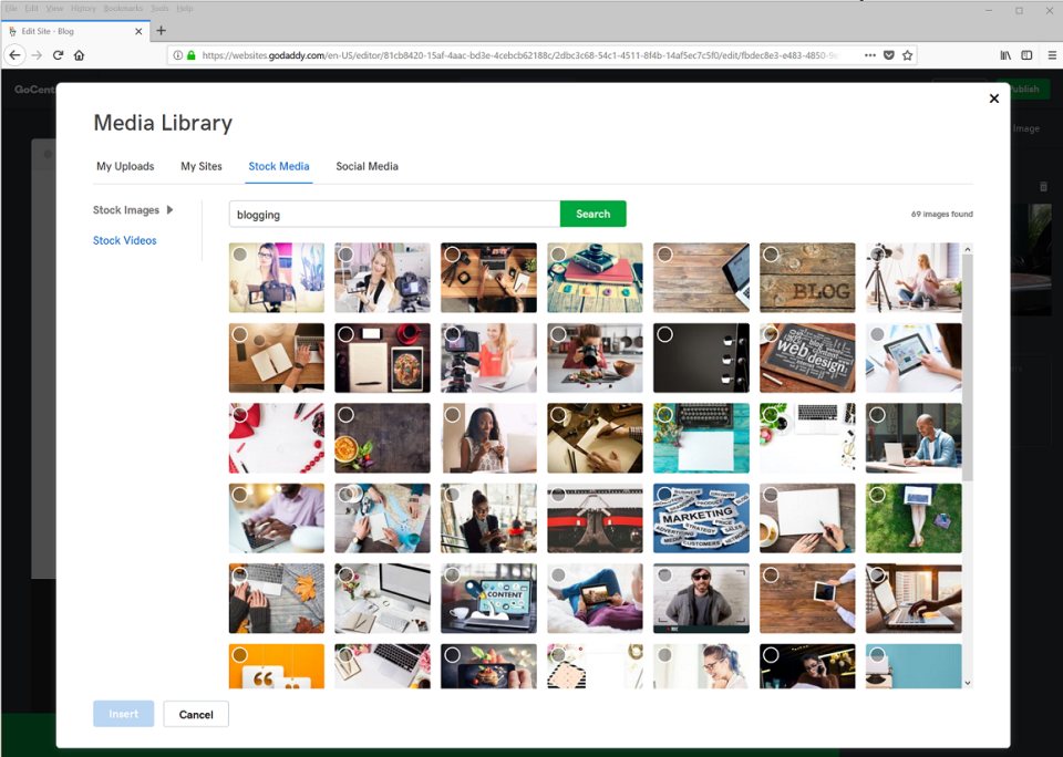 screenshot of GoDaddy Website Builder